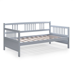 GYMAX Twin Size Wooden Slats Daybed Bed Sofa Support Platform Sturdy W/rails