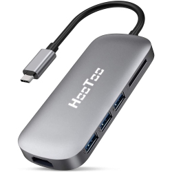 HOOTOO USB C Hub, 6 In 1 USB C Adapter, USB C Dongle \w 4K to HDMI, 100W Pd Charging Port, 3 USB 3.0 Ports, Sd Card Reader, USB-C Hub for Macbook