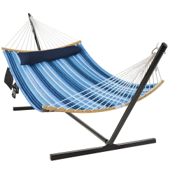 GYMAX Swing Hammock Chair Set Hanging Bed W/ Heavy-Duty Steel Stand Cup Holder