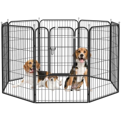 PAWHUT Dog Playpen, Heavy-Duty Metal Puppy Play Pen, Pet Exercise Fences for Outside And Indoor, Diy Design \w Door for Multiple Dogs, 8 Panels, 39"h