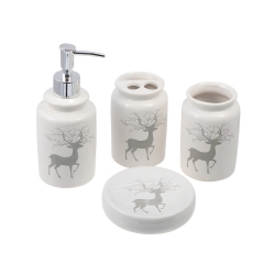 MAISON CONCEPTS 4PC Ceramic Bathroom Set (Silver Bells Reindeer)