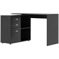 HOMCOM 46" L Shaped Desk With Drawers, Computer Corner Desk With Storage Shelf, PC Table Home Office Workstation In Black