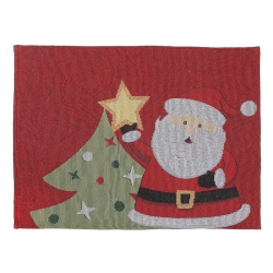 MAISON CONCEPTS Tapestry Unbacked Placemat (Santa Putting Star On Tree) - Set Of 12