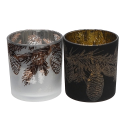 MAISON CONCEPTS Glass Tealight Holders (Pinecones) (Asstd) - Set Of 2