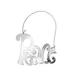 MAISON CONCEPTS Flat Metal Text Ornament (Peace) - Set Of 12 In Silver