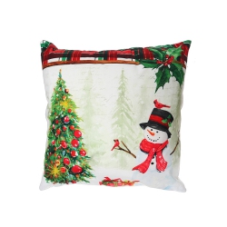 MAISON CONCEPTS Led Velvet Cushion (Snowman With Tree) (18 X 18) - Set Of 2