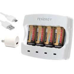 TENERGY 4-Slot Rcr123A USB Charger + 4 X Rcr123A Batteries (Arlo Certified)