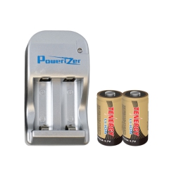 TENERGY 2 X Rcr123A (16340) 3.7 Volt Lithium Ion Batteries (650 Mah) + 2 Bay Powerizer Smart Charger