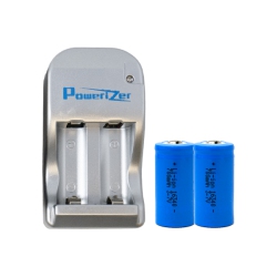 POWERIZER 2 X Rcr123 (16340) 3.7 Volt Lithium Ion Batteries (700 Mah) + 2 Bay Smart Charger