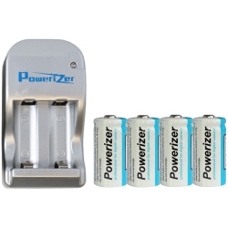 POWERIZER 4 X 3.6 Volt Rcr123A Lithium Ion Batteries (650 Mah) + 2 Bay Smart Charger