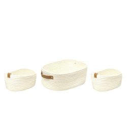 JESSAR - Set Of 3 Braided Storage Baskets In White