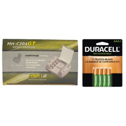 POWEREX Mh-C204Gt Aa / Aaa Smart Battery Charger & 4 Aaa Duracell Rechargeable (Dx2400) Batteries (900 Mah)