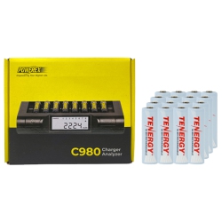 TENERGY Powerex C980 Smart Charger & 16 Aa Nimh Rechargeable Batteries (2500 Mah)