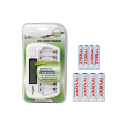 TENERGY 8 Bay Aa / Aaa Lcd Battery Charger + 4 Aaa (1000 Mah) + 4 Aa (2500 Mah) Nimh Rechargeable Batteries