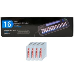 TENERGY 16 Bay Aa / Aaa Lcd Battery Charger + 16 Aa Nimh Rechargeable Batteries (2500 Mah)