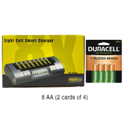 POWEREX Mh-C800S Eight Slot Smart Charger & 8 Aa Duracell Rechargeable (Dx1500) Batteries (2500 Mah)