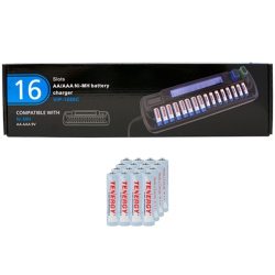 TENERGY 16 Bay Aa / Aaa Lcd Battery Charger + 16 Aaa Nimh Rechargeable Batteries (1000 Mah)