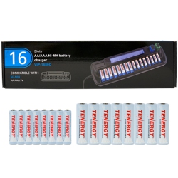 TENERGY 16 Bay Aa / Aaa Lcd Battery Charger + 8 Aaa (1000 Mah) + 8 Aa (2500 Mah) Nimh Rechargeable Batteries