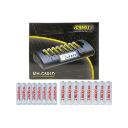 POWEREX Mh-C801D Eight Slot Smart Charger & 8 Aa (2500 Mah) + 8 Aaa (1000 Mah)Tenergy Nimh Rechargeable Batteries