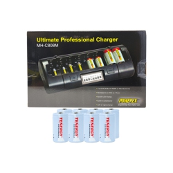 TENERGY Powerex Mh-C808M 8 Bay Lcd Charger + 8 D Nimh Batteries (10000 Mah)