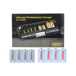 POWEREX Mh-C808M 8 Bay Lcd Charger + 4 C (5000 Mah) + 4 D (10000) Tenergy Nimh Batteries