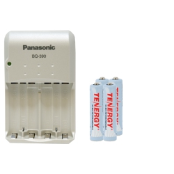 TENERGY Panasonic Bq-390 Smart Battery Charger + 4 Aaa Nimh Rechargeable Batteries (1000 Mah)