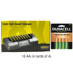POWEREX Mh-C800S Eight Slot Smart Charger & 16 Aa Duracell Rechargeable (Dx1500) Batteries (2500 Mah)