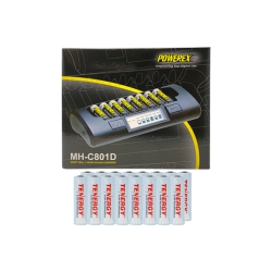 POWEREX Mh-C801D Eight Slot Smart Charger & 16 Aa Tenergy Nimh Rechargeable Batteries (2500 Mah)