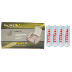 POWEREX Mh-C204Gt Aa / Aaa Smart Battery Charger & 4 Aa Tenergy Nimh Rechargeable Batteries (2500 Mah)