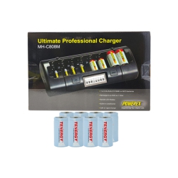 POWEREX Mh-C808M 8 Bay Lcd Charger + 8 C Tenergy Nimh Batteries (5000 Mah)