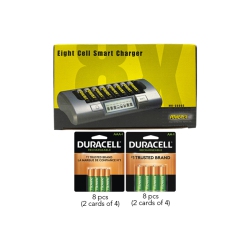 POWEREX Mh-C800S Eight Slot Smart Charger & 8 Aaa (900 Mah) + 8 Aa (2500 Mah) Duracell Rechargeable Batteries