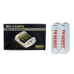 POWEREX Mh-C204Fa Aa / Aaa Smart Battery Charger & 4 Aa Tenergy Nimh Rechargeable Batteries (2500 Mah)