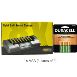 POWEREX Mh-C800S Eight Slot Smart Charger & 16 Aaa Duracell Rechargeable (Dx2400) Batteries (900 Mah)