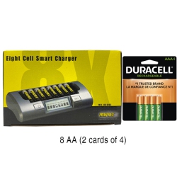 POWEREX Mh-C800S Eight Slot Smart Charger & 8 Aaa Duracell Rechargeable (Dx2400) Batteries (900 Mah)