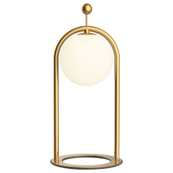 TUBICEN Modern Glass Shade Table Lamp, 4-Way Touch Dimmable Led Table Light, Bedroom Nightstand Lamp \w USB Plug Globe Moon Lamp, Gold Desk Lamp For