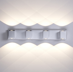 TUBICEN 4-Light Bathroom Light Over Mirror, 27.6 Inch Led Dimmable Vanity Light, 40W Aluminum Wall Sconce Light Up Down for Living Room Hallway