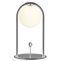 TUBICEN Mid Century Table Lamp, Modern Glass Globe Nightstand Lamp, 4-Way Led Dimmable Metal Bedside Lamp, Touch Switch, USB Plug In Living Room