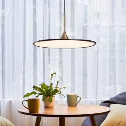 TUBICEN Led Dimmable Pendant Light, D15.7 Inch Ceiling Hanging Lamp, Ultrathin Disc Sleek Dining Room Light Fixtures, 15.7"-78.3" Height Adjustable