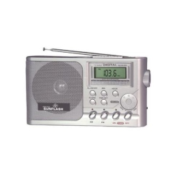 DIGITAL SUNFLASH Rd-12 Am/fm/sw1-10 Digital 12 Band Alarm Clock Radio W/ Built-In Speaker - In Silver