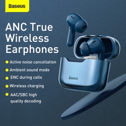 BASEUS Active Noise Cancelling-Wireless Charging-True Wireles Earphones S1 Pro In Blue
