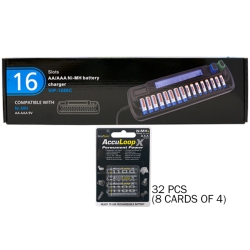 ACCUPOWER 16 Bay Aa / Aaa Lcd Battery Charger + 32 Aaa 1100 Mah Acculoop-X Nimh Batteries