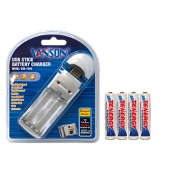 TENERGY Aa / Aaa USB Battery Charger + 4 Aaa (1000 Mah) Nimh Batteries