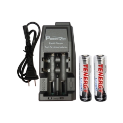 TENERGY Li-Ion Charger (2 Slot) + 2 X 18650 3.6V 2600 Mah Li-Ion W/ PCb