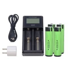 PANASONIC 2-Slot Fast Battery Charger + 4 X 3.7 Volt 18650 Lithium Ion Button Top Battery (3400 Mah)