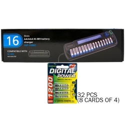 ACCUPOWER 16 Bay Aa / Aaa Lcd Battery Charger + 32 Aaa 1200 Mah Nimh Batteries