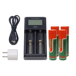 POWER PORTABLE 2-Slot Fast Battery Charger + 4 X 18650 3.6 Volt 2300 Mah Li-Ion Battery