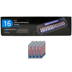 TENERGY 16 Bay Aa / Aaa Lcd Battery Charger + 16 Aaa 1000 Mah Nimh Batteries