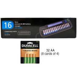 DURACELL 16 Bay Aa / Aaa Lcd Battery Charger + 32 Aa 2500 Mah Nimh Batteries