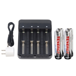 TENERGY 4-Slot Li-Ion Battery Charger + 4 X 18650 3.6V 2600 Mah Li-Ion W/ PCb