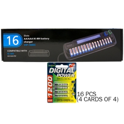 ACCUPOWER 16 Bay Aa / Aaa Lcd Battery Charger + 16 Aaa 1200 Mah Nimh Batteries